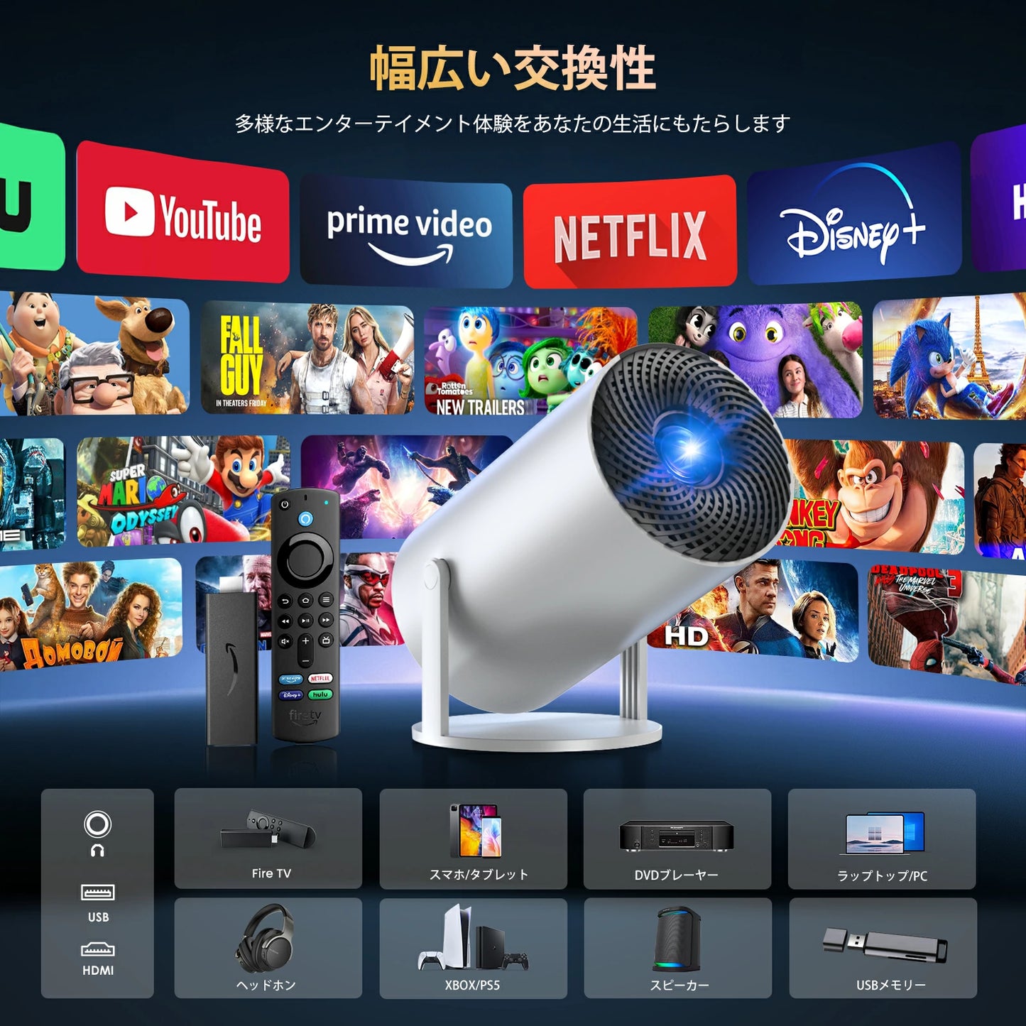 🥇【2月新登場! ランキング1位】DenkiMart™ Vision Pro 4K プロジェクター